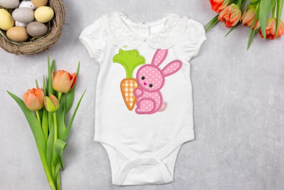 Bunny Holding Carrot Applique Embroidery: A Sweet Addition to Personalized Gifts