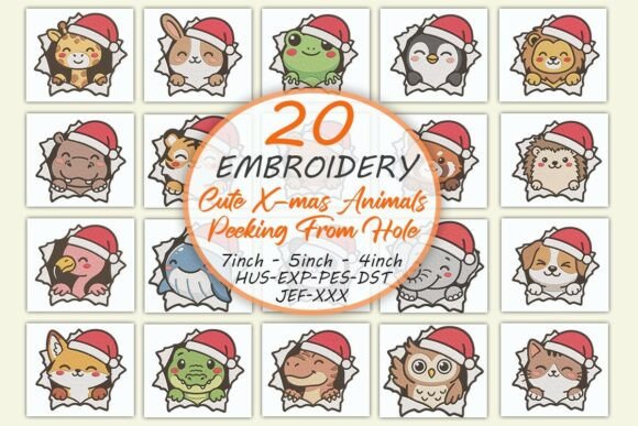 Christmas Animals Peeking from Hole Embroidery Bundle Review