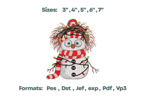 Christmas Snowman with Lights Embroidery