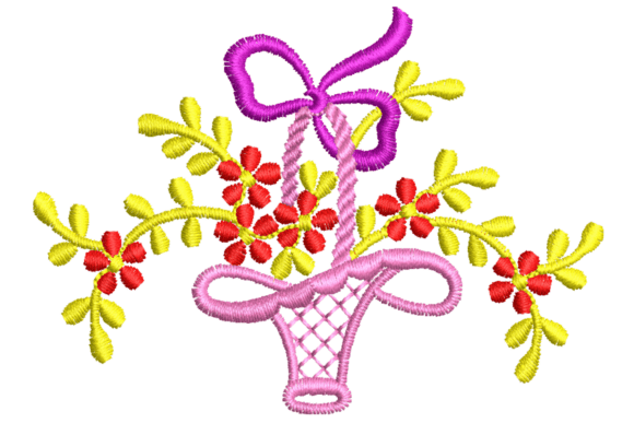 Flowers in a Basket Embroidery Design