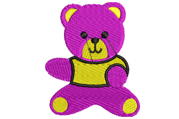 Purple and Yellow Bear Embroidery Design